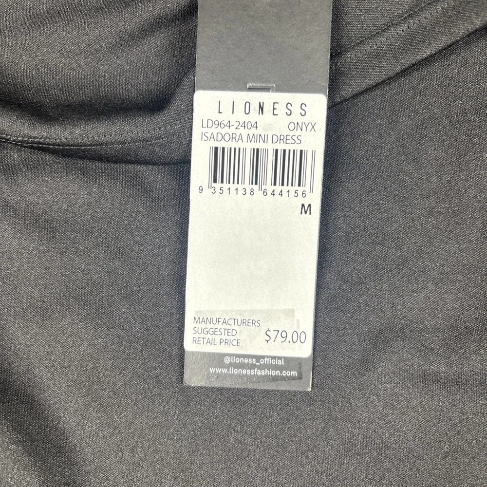 Lioness Black Ruched Bodycon Stretch‎ Long Sleeve Mini Dress Sz M NWT